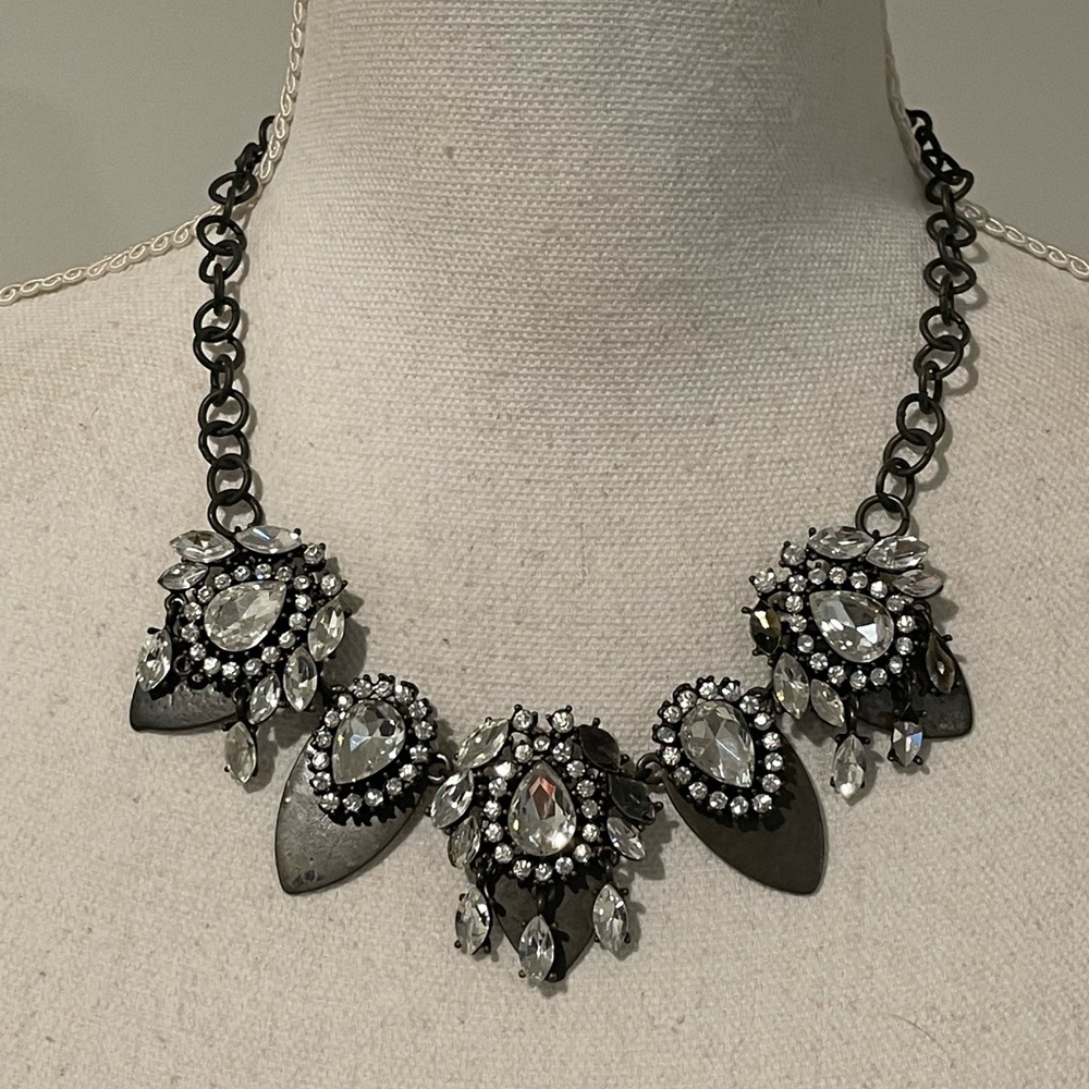 Bronze Chain Necklace with Crystal Accents